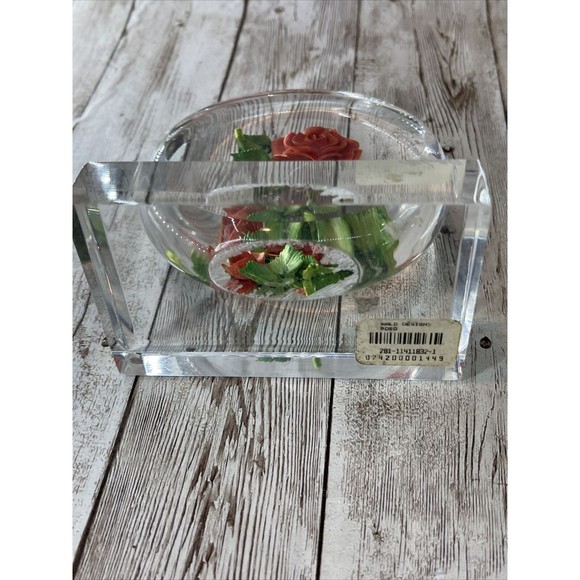 Vintage Rolf Wald Reverse Carved Acrylic Paperweight 3D Rose Lucite Flower - Picture 8 of 12